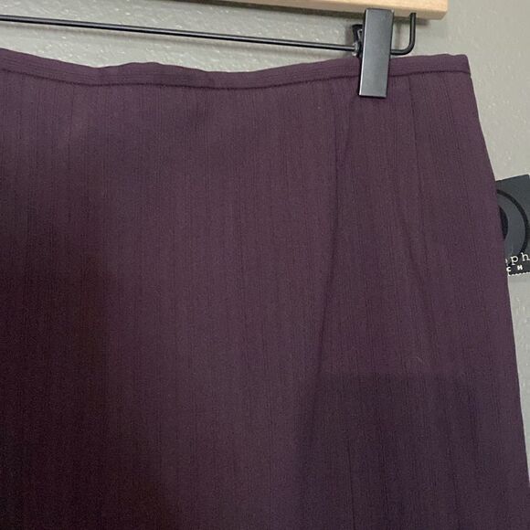 Apostrophe Stretch Tonal Stripe Pleated Hem Skirt Eggplant purple nWT - Picture 5 of 10